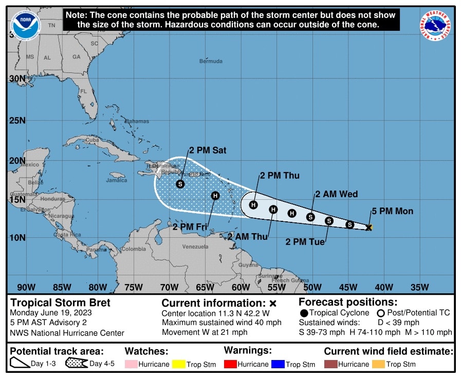 Formación de la tormenta tropical Bret y posibles impactos en el Caribe
