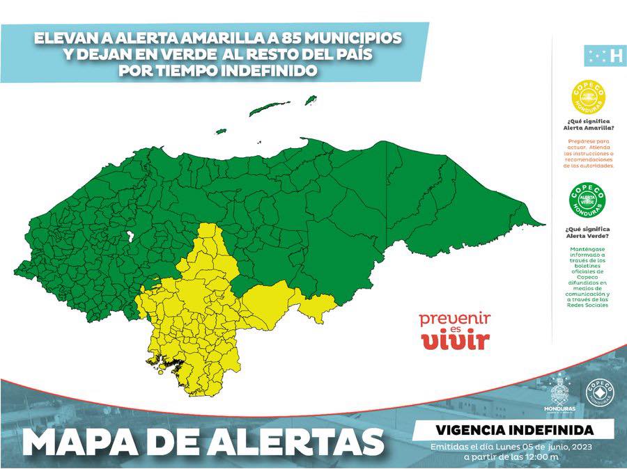 Alerta Amarilla por sequía en municipios del Corredor Seco y Alerta Verde en todo el país